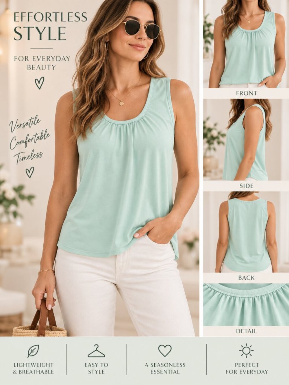 NY&C Light Green Sleeveless Tank Top – Size Medium